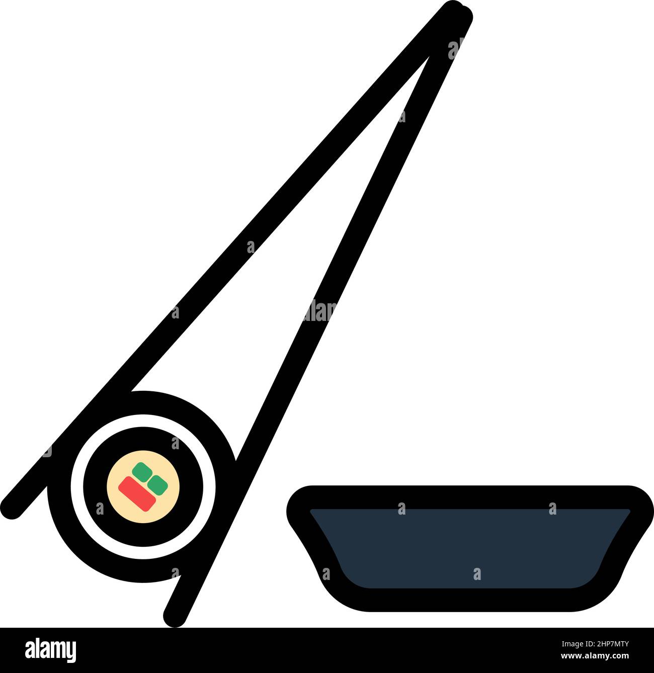 Icône de sushi avec bâtons Illustration de Vecteur