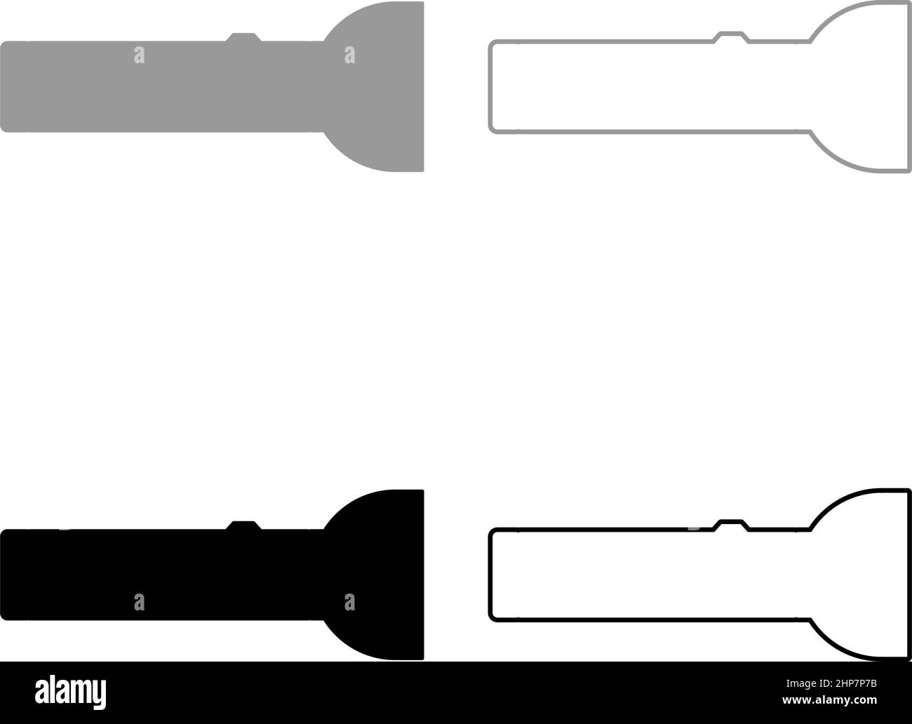 Lampe torche lampe torche ensemble de dispositifs icône gris noir couleur vecteur illustration image style plat plein contour ligne mince Illustration de Vecteur
