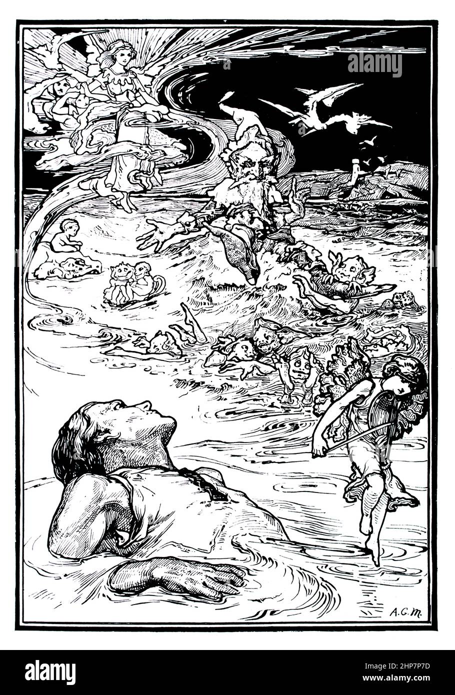 1895 illustration par Archie MacGregor: De fantaisie histoire Katawampus par l'auteur Edward Abbott Parry au sujet de la maladie imaginaire où les enfants pleurent trop muc Banque D'Images