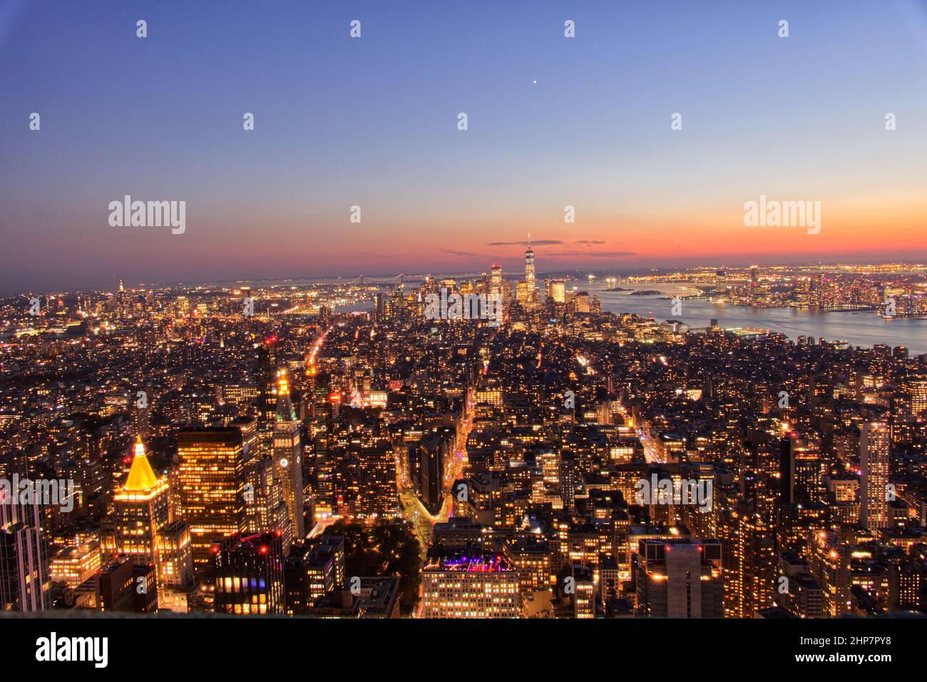 New York Night Skyline Banque D'Images