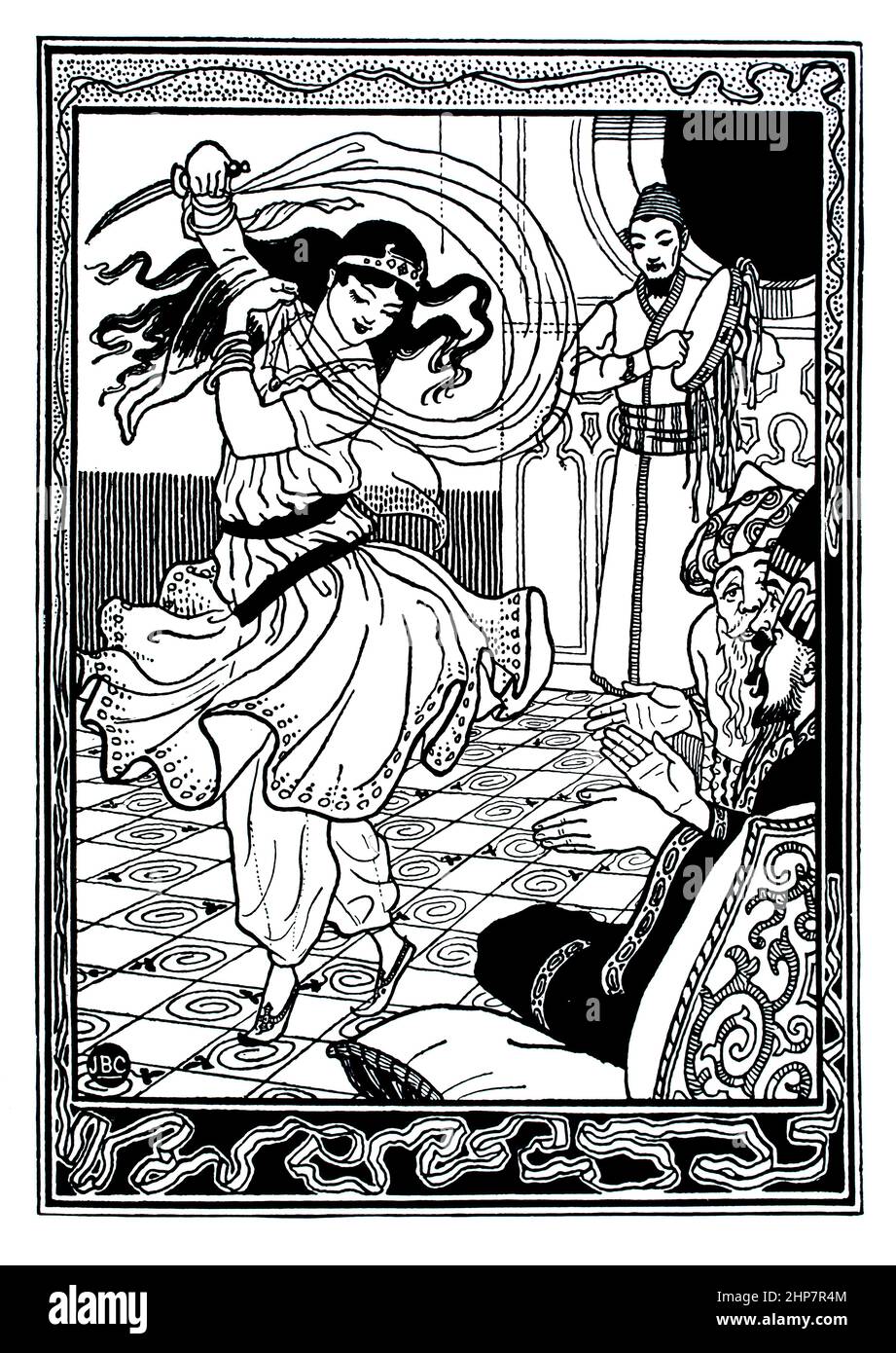 Danseur dans le Harem exotique, 1896 Ali Baba illustration par J B Clark de Sindbad le Sailor et Ali Baba et les quarante Thieves publié par Lawrence et B Banque D'Images