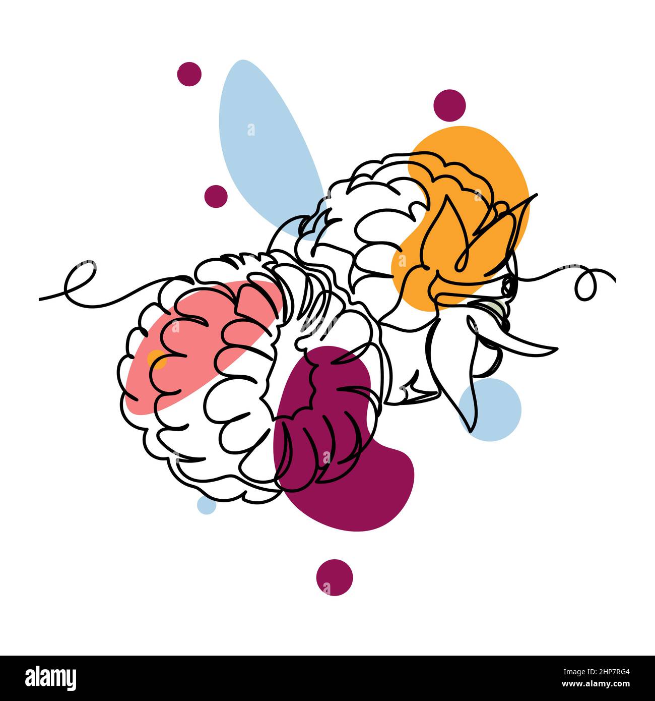 Vecteur résumé continu une seule ligne simple dessin icône de framboises nourriture biologique dans le dessin de silhouette. Idéal pour les cartes de vœux Illustration de Vecteur