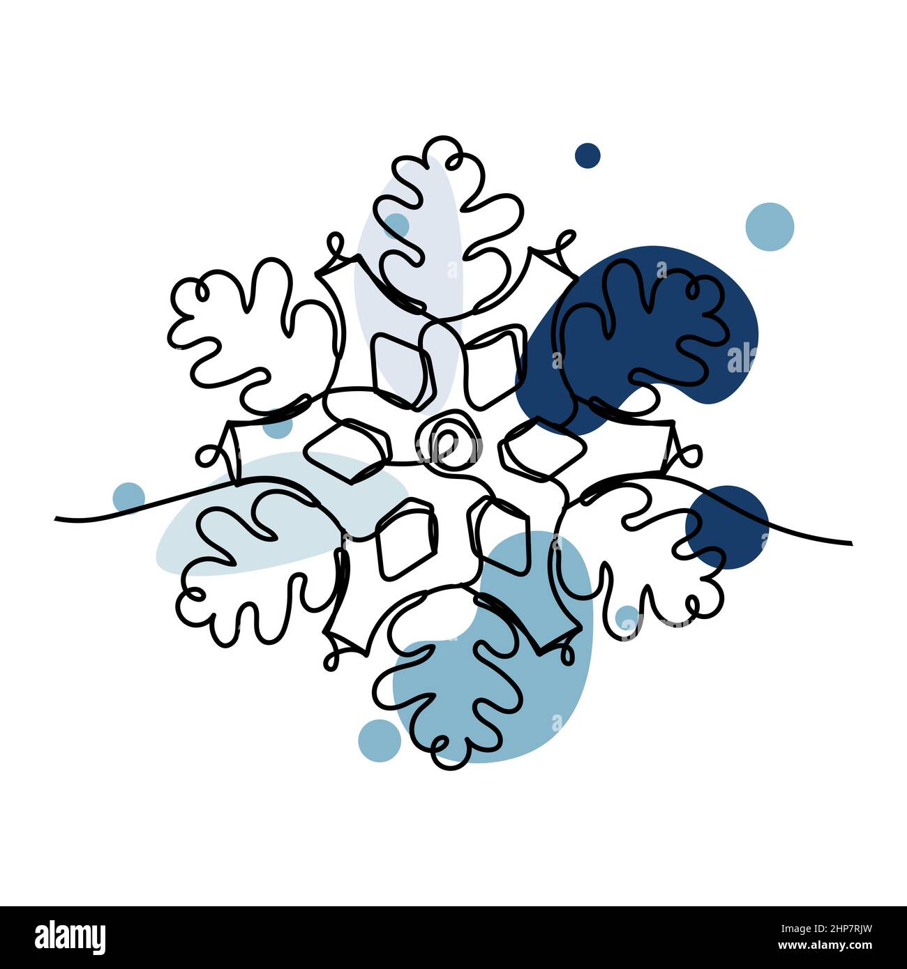 Vecteur abstrait continu une ligne simple dessin icône de flocon de neige décoration de noël dans le dessin de silhouette. Idéal pour les cartes de vœux Illustration de Vecteur