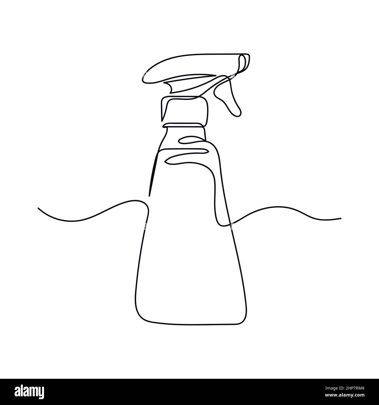 Vecteur abstrait continu une seule icône de dessin de ligne simple du pulvérisateur dans l'esquisse de silhouette. Illustration de Vecteur