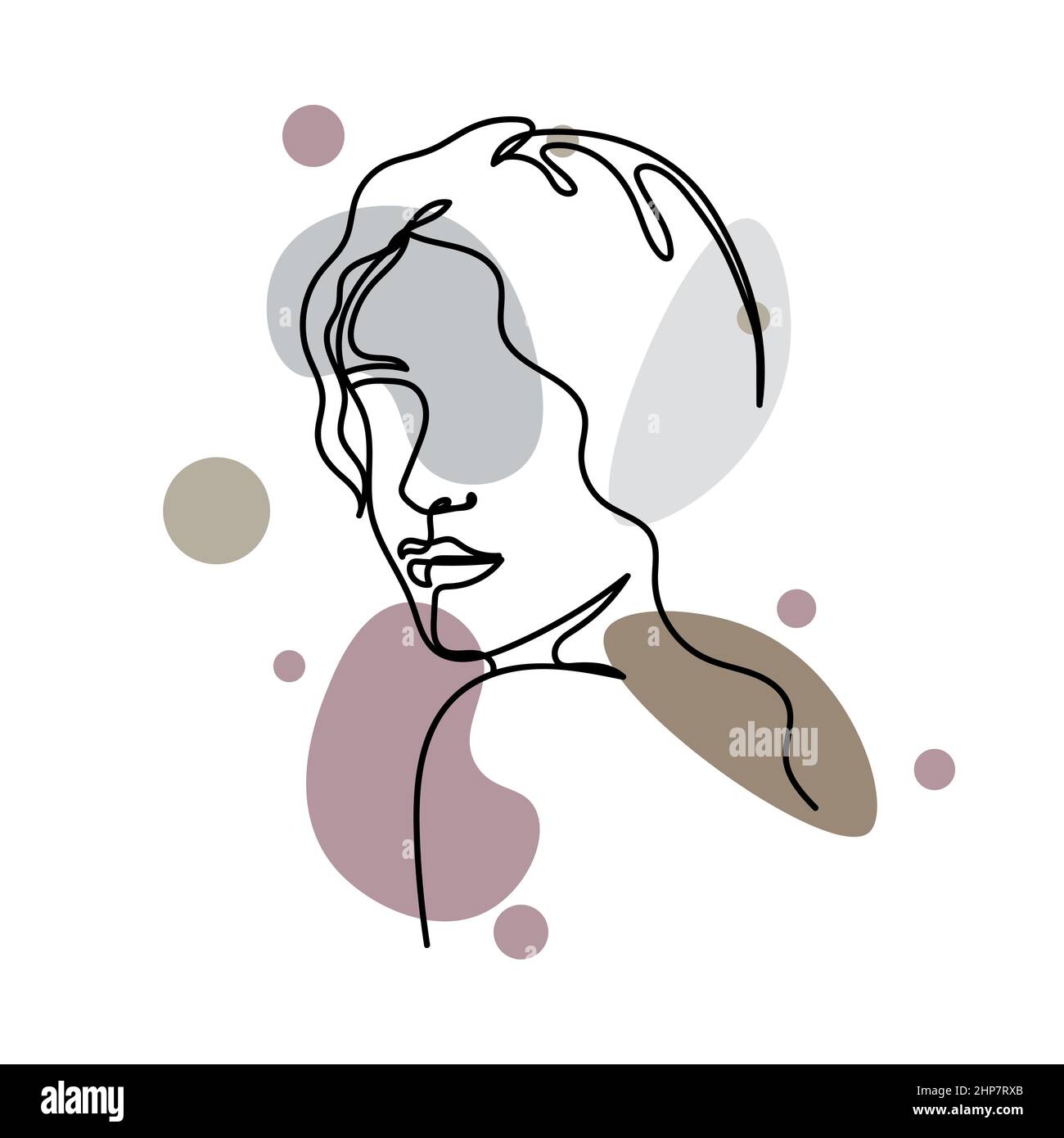 Vecteur abstrait continu une seule ligne simple dessin icône de portrait abstrait de la femme dans le dessin de silhouette. Idéal pour les cartes de vœux Illustration de Vecteur