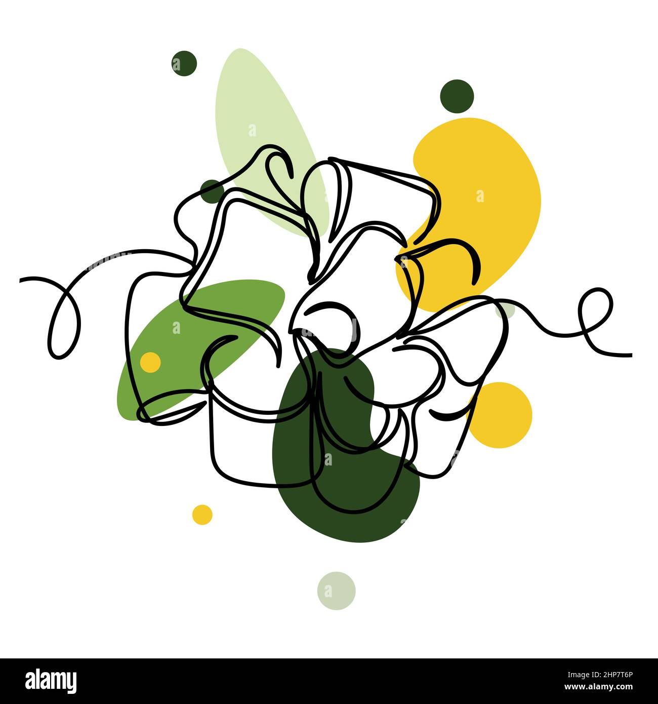 Vecteur abstrait continu une seule ligne simple dessin icône de l'arc de noël dans l'esquisse de silhouette. Idéal pour les cartes de vœux Illustration de Vecteur