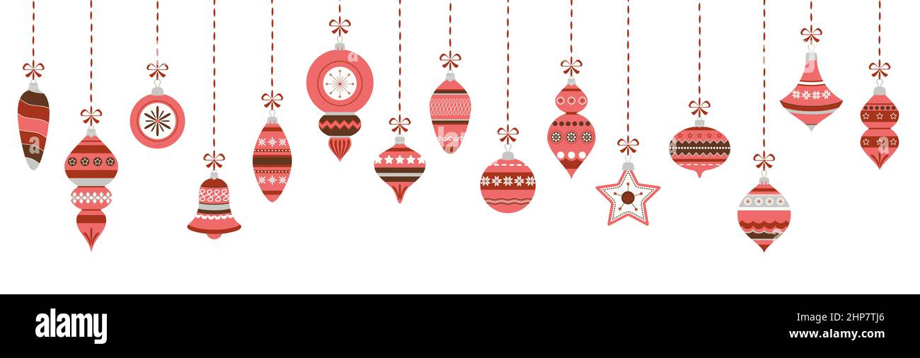 boules de noël vintage avec ornements Illustration de Vecteur