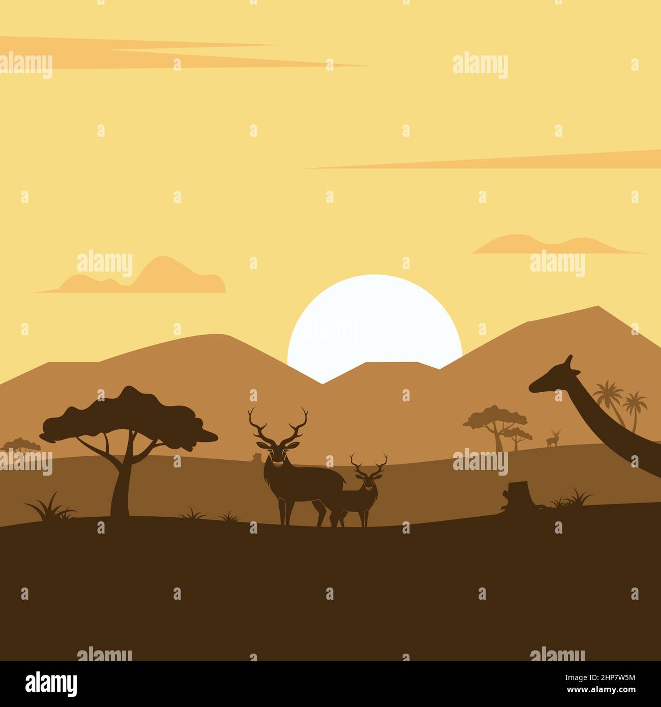 paysage africain aminal dans savane vecteur icône illustration modèle de conception Illustration de Vecteur