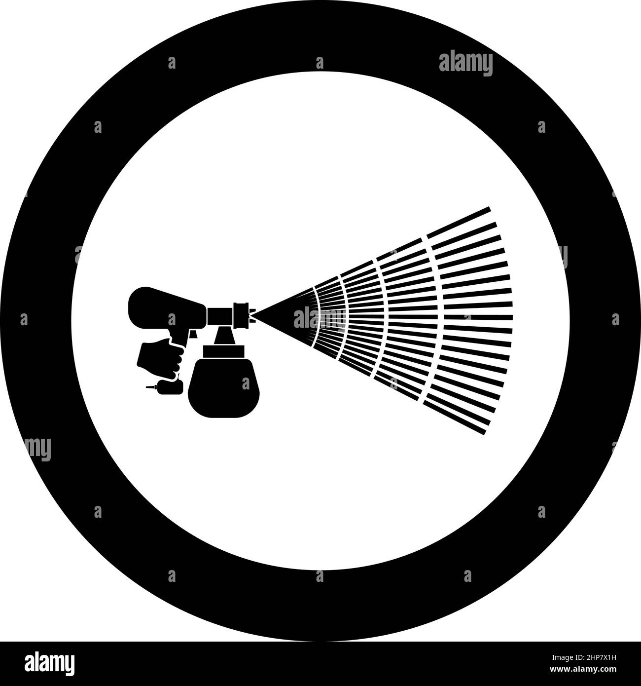 Machine à colorier outil de peinture en main icône en cercle rond noir couleur vecteur illustration image style de contour plein Illustration de Vecteur