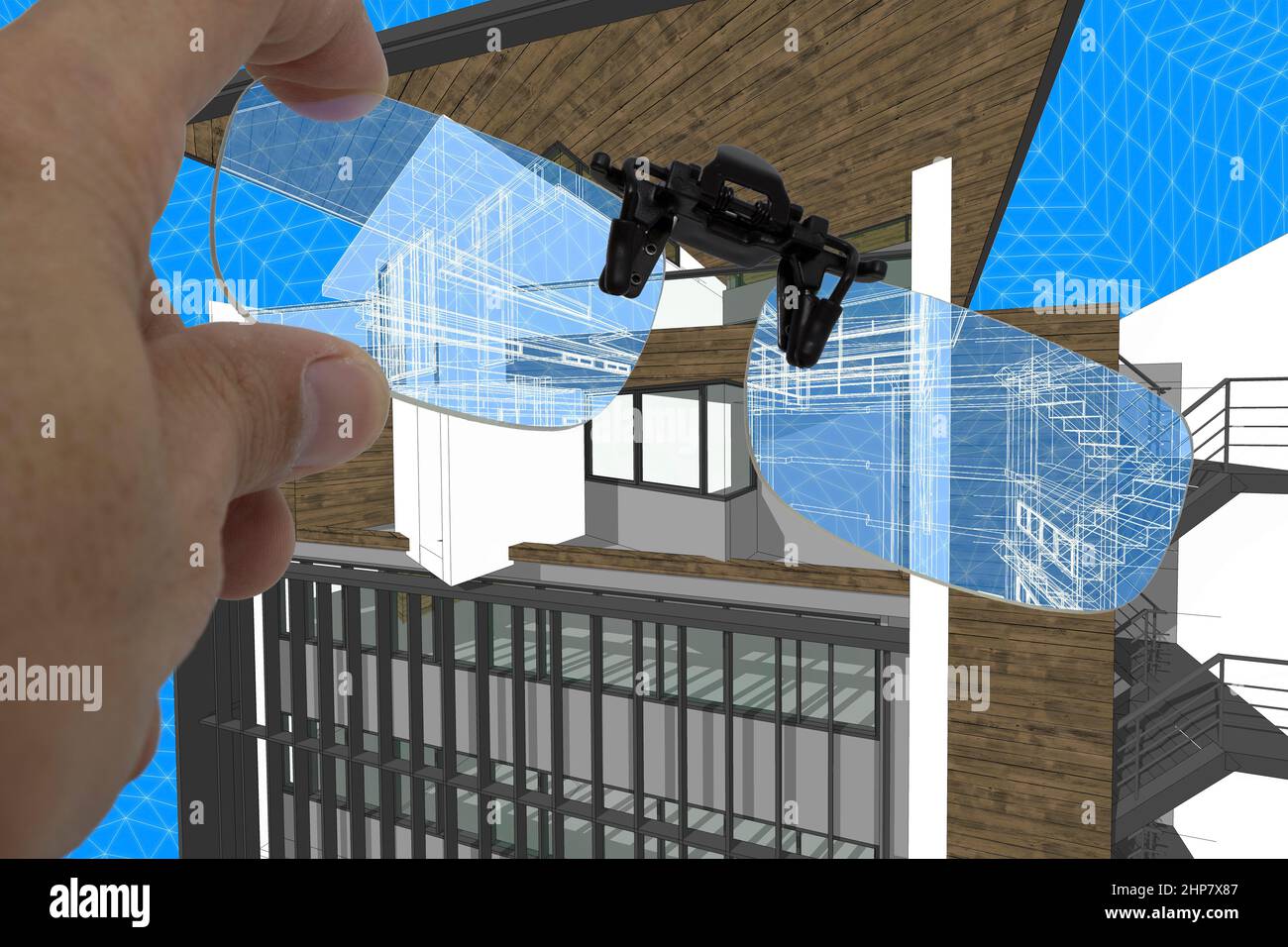 lunettes de vue outil intelligent pour l'architecture technologique conception industrie de construction Banque D'Images