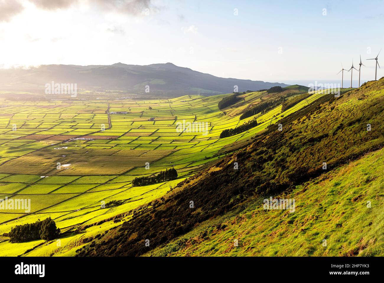 Éoliennes, Serra do Cume, île de Terceira, Açores, Portugal Banque D'Images