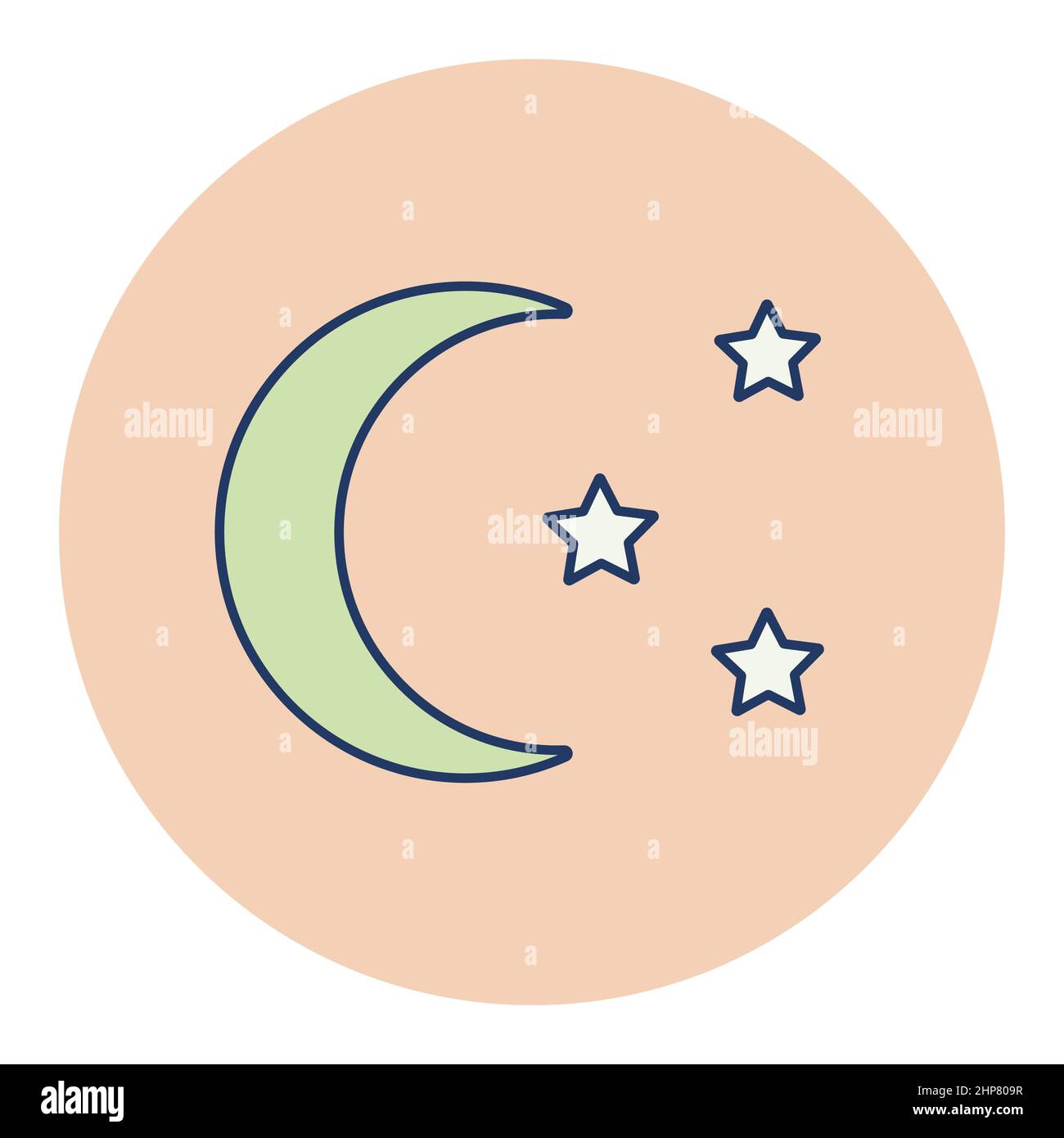 Icône de vecteur lune et étoile. Panneau Camping Illustration de Vecteur