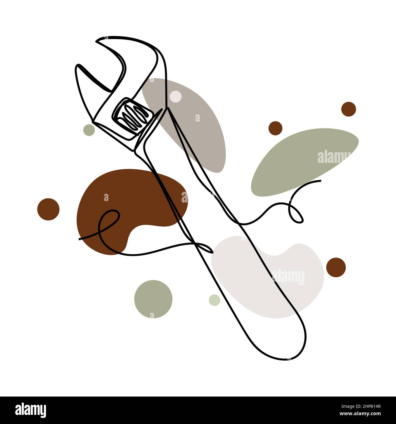 Vecteur abstrait continu une seule ligne simple icône de dessin de clé moderne réglable dans l'esquisse de silhouette. Idéal pour les cartes de vœux Illustration de Vecteur