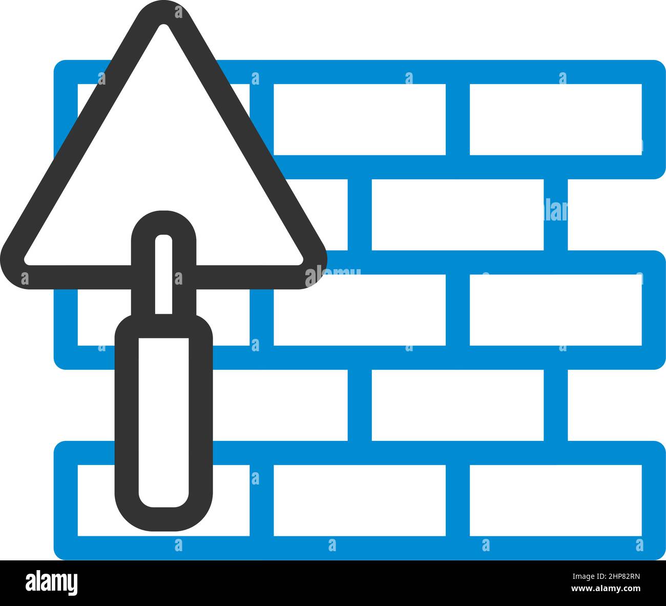 Icône de mur de briques avec truelle Illustration de Vecteur