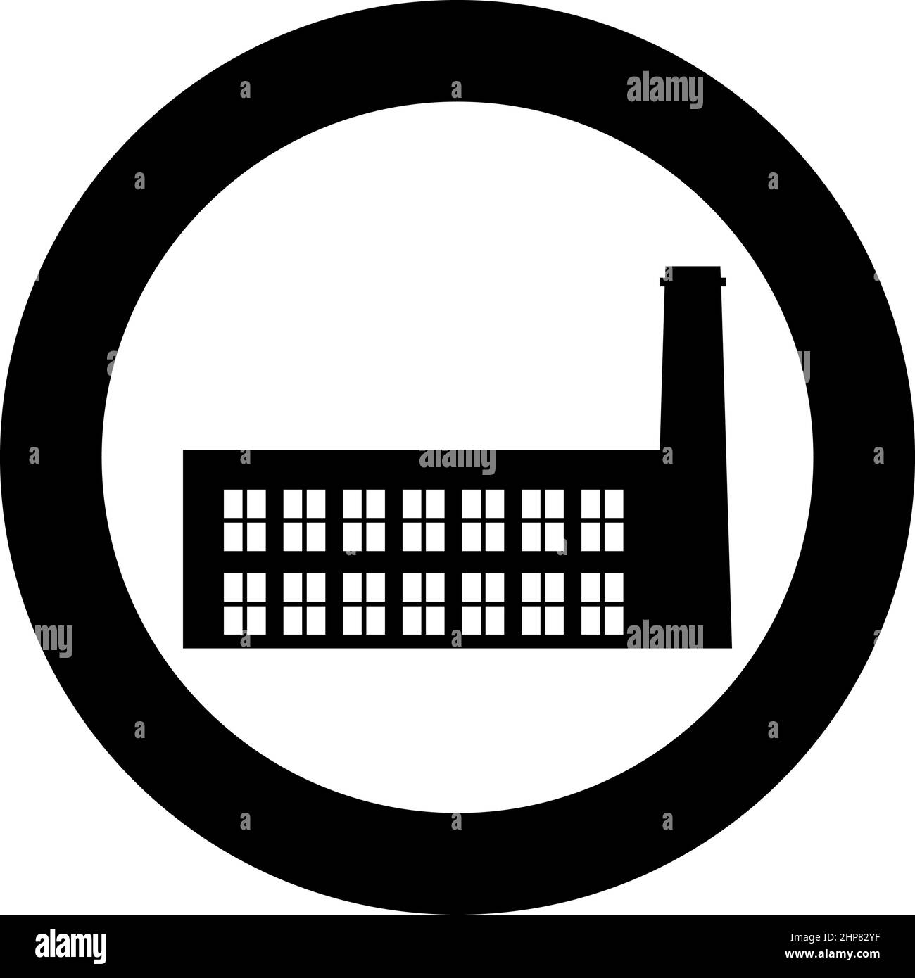 Silhouette industrielle usine avec icône de tuyau en cercle rond noir couleur vecteur illustration image style de contour solide Illustration de Vecteur