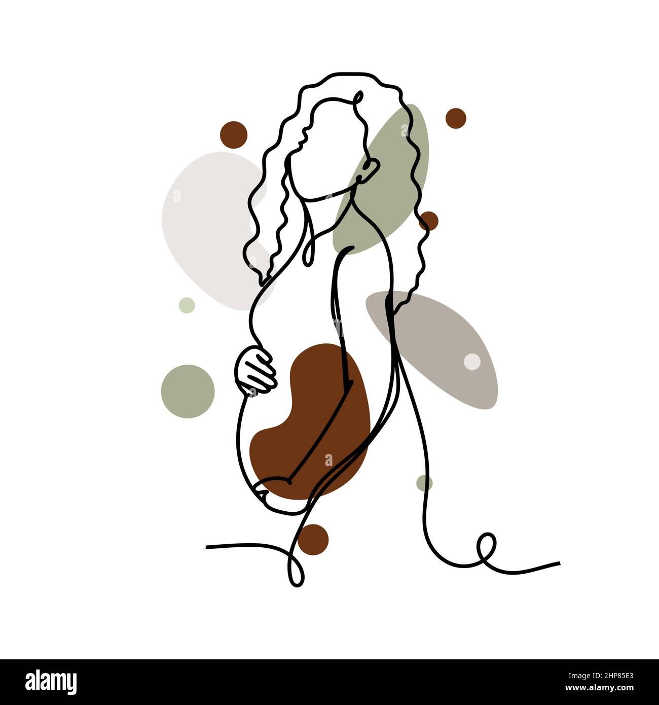 Vecteur résumé continu une seule ligne simple dessin icône de la belle femme enceinte dans le dessin de silhouette. Idéal pour les cartes de vœux Illustration de Vecteur