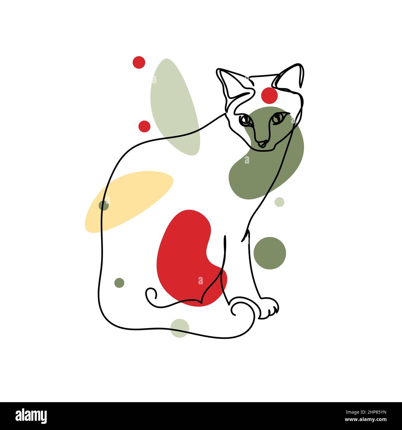 Vecteur abstrait continu une seule ligne simple dessin icône de chat kitty assis dans le dessin de silhouette. Idéal pour les cartes de vœux Illustration de Vecteur