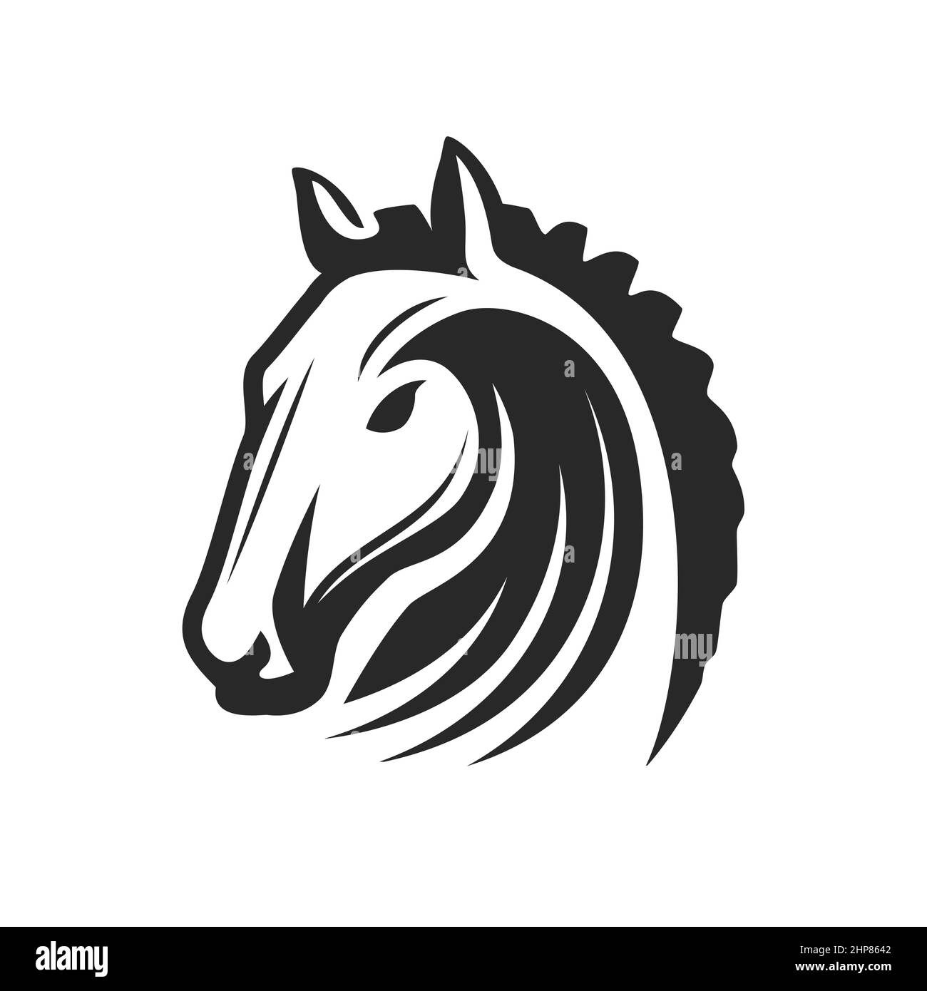 Logo cheval. Symbole animal de face. Emblème de l'entreprise et des affaires Illustration de Vecteur