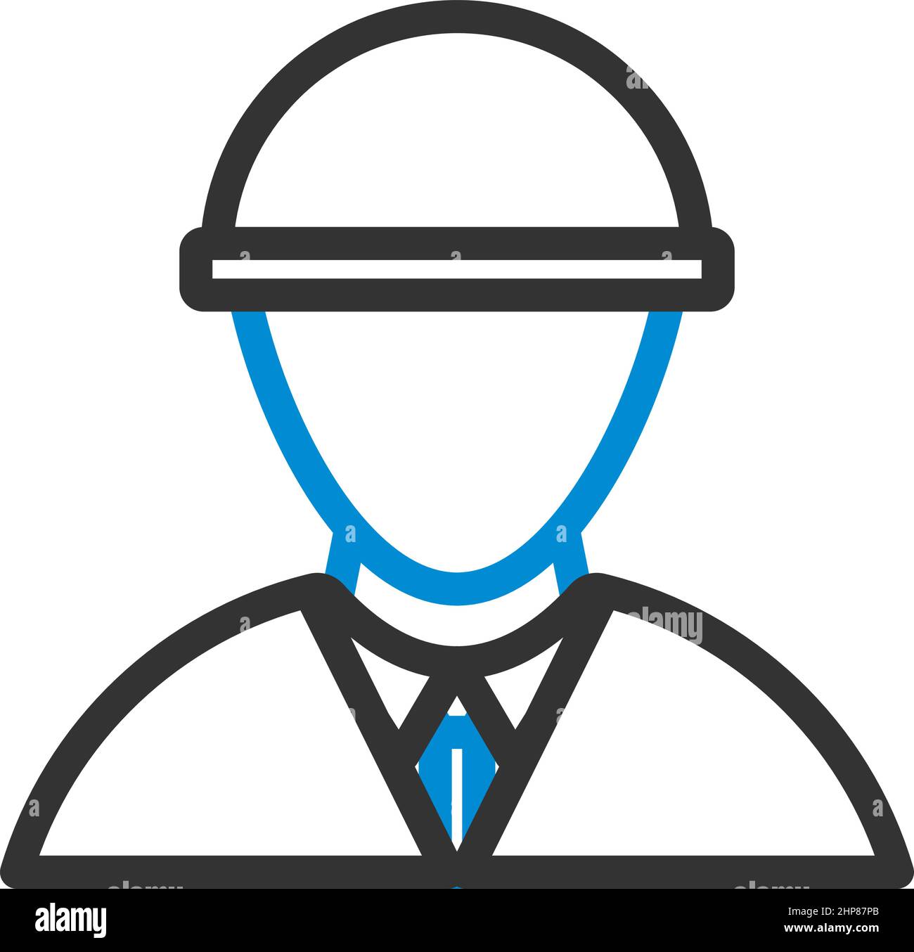 Icône du chef du travailleur de la construction à Helmet Illustration de Vecteur