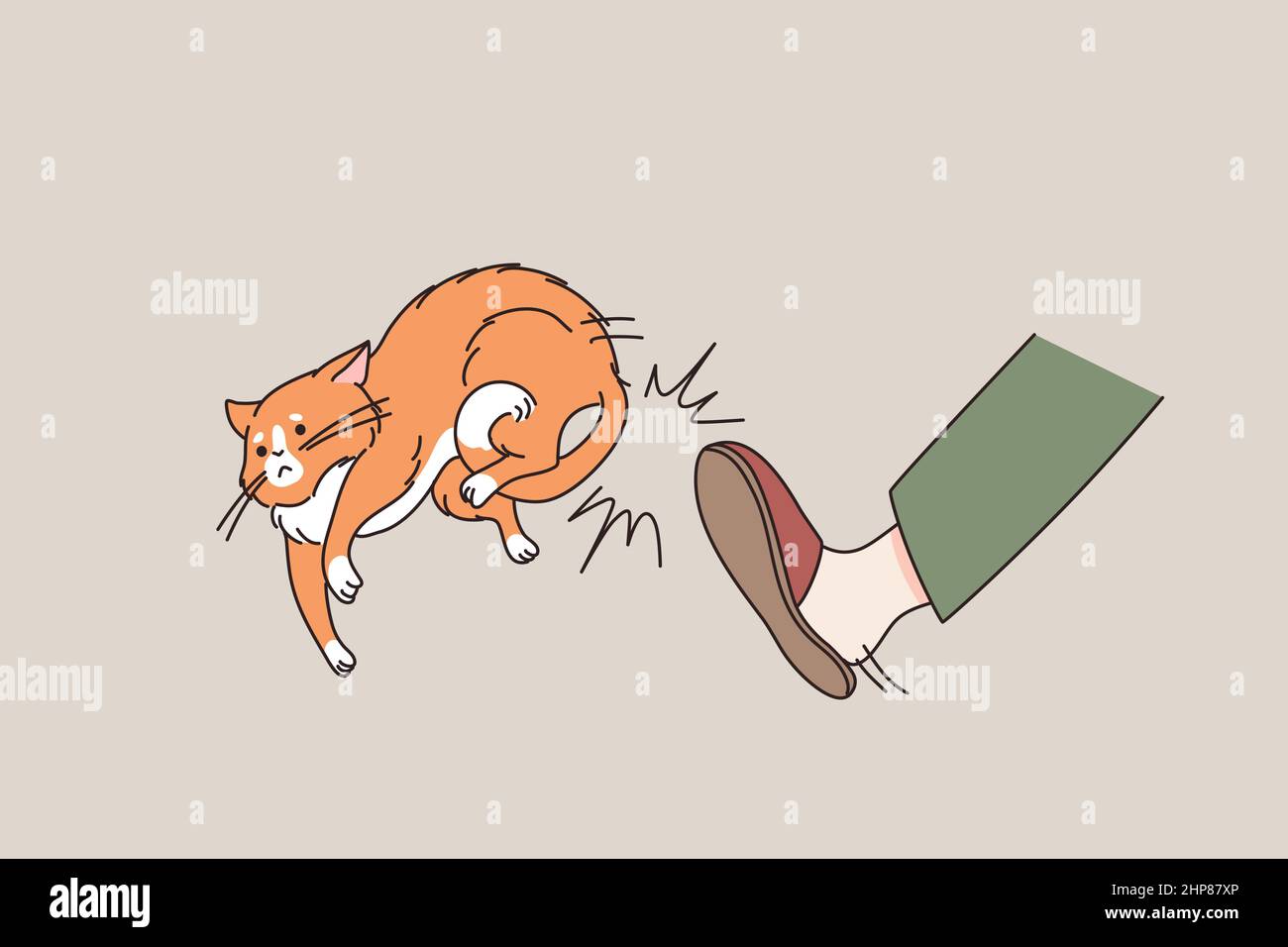 Un propriétaire de chat agressif sort l'animal de chez lui Illustration de Vecteur