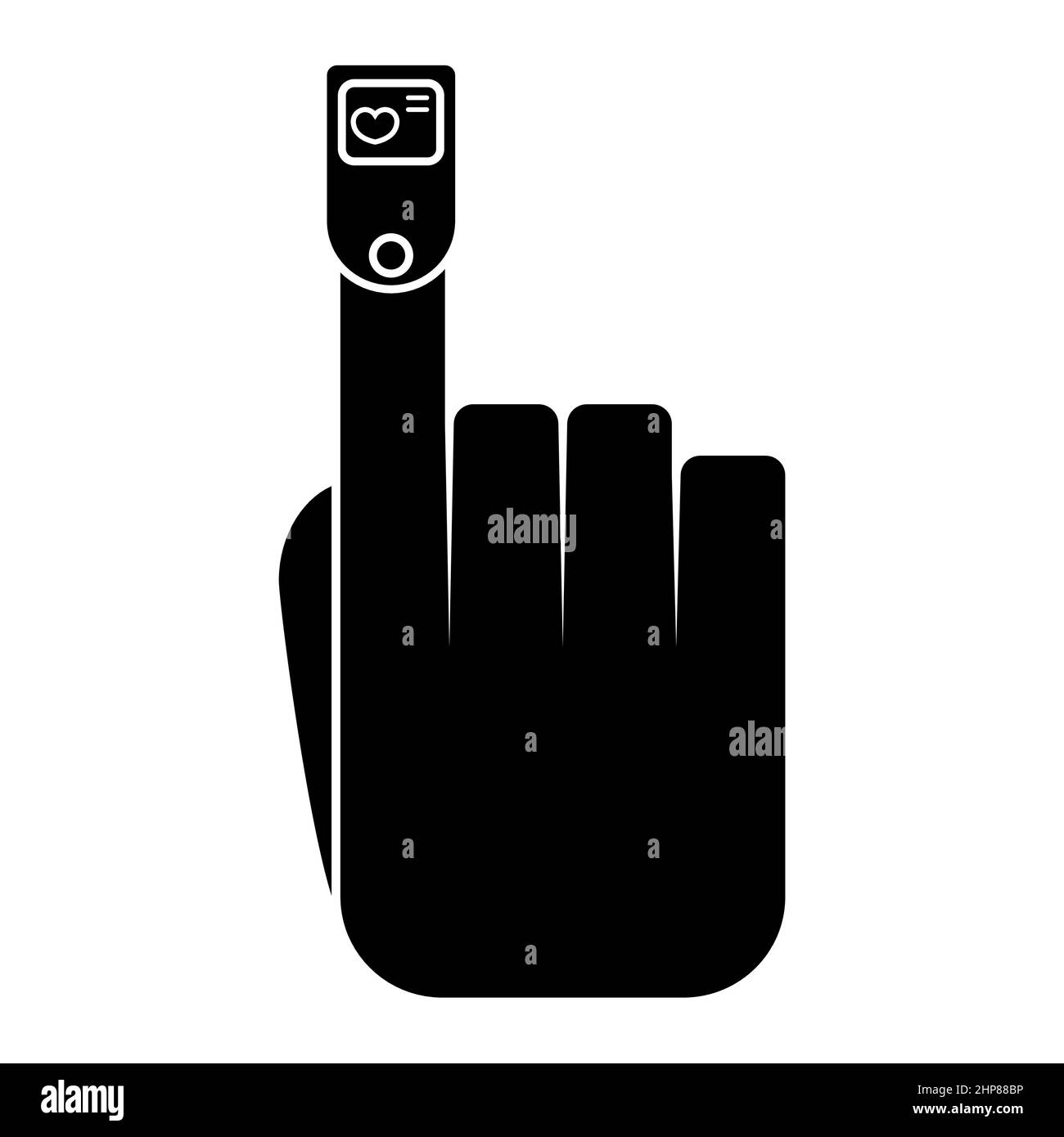 Oxymètre de pouls fingertip. Dispositif médical pour mesurer la saturation en oxygène et la fréquence cardiaque. Équipement portable pour l'identification des patients atteints de coronavirus. Silhouette Illustration de Vecteur