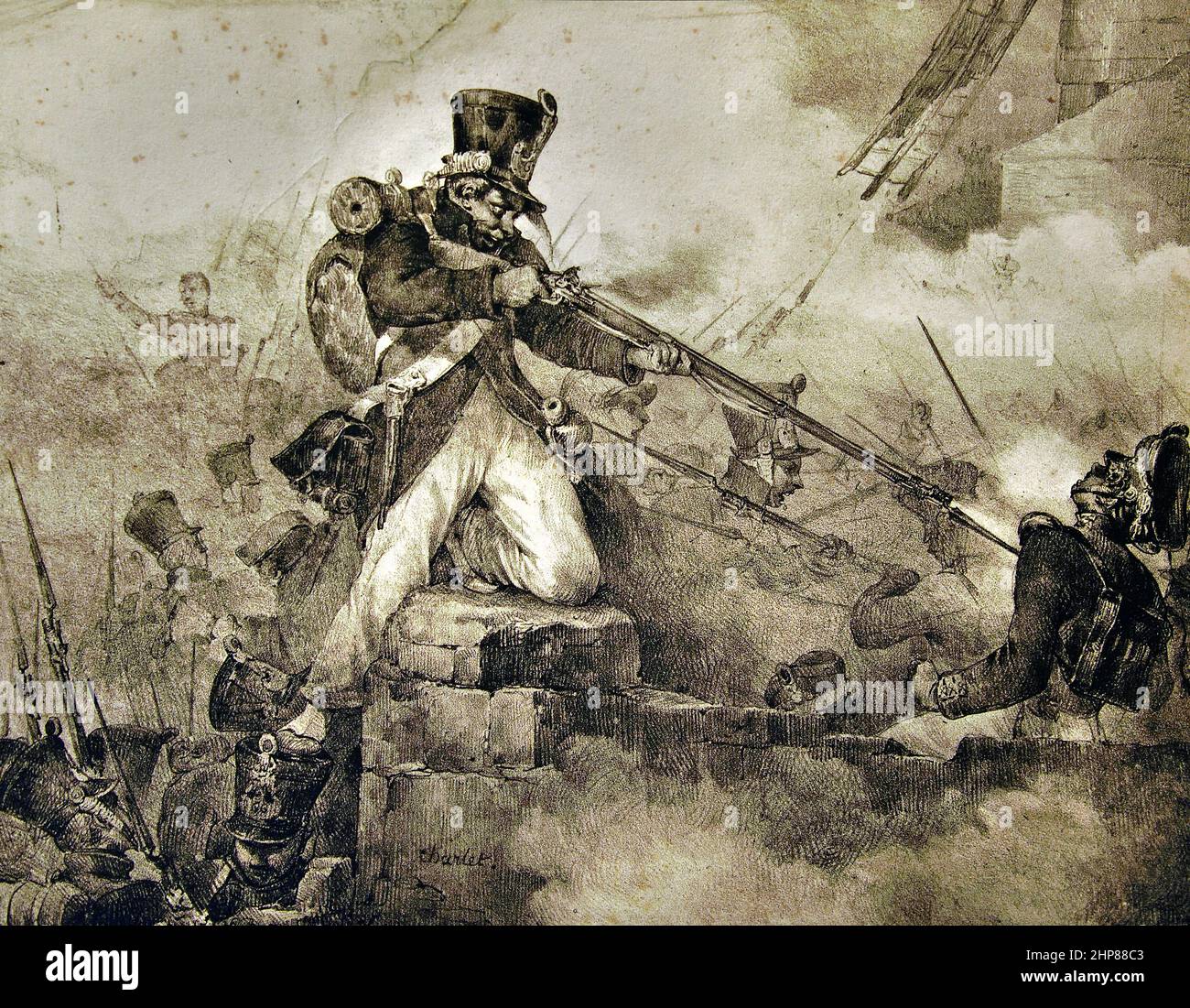 Incident de vaillance militaire, révolution de juillet en France et règne de Louis Philippe 1830-1848 Français, Banque D'Images