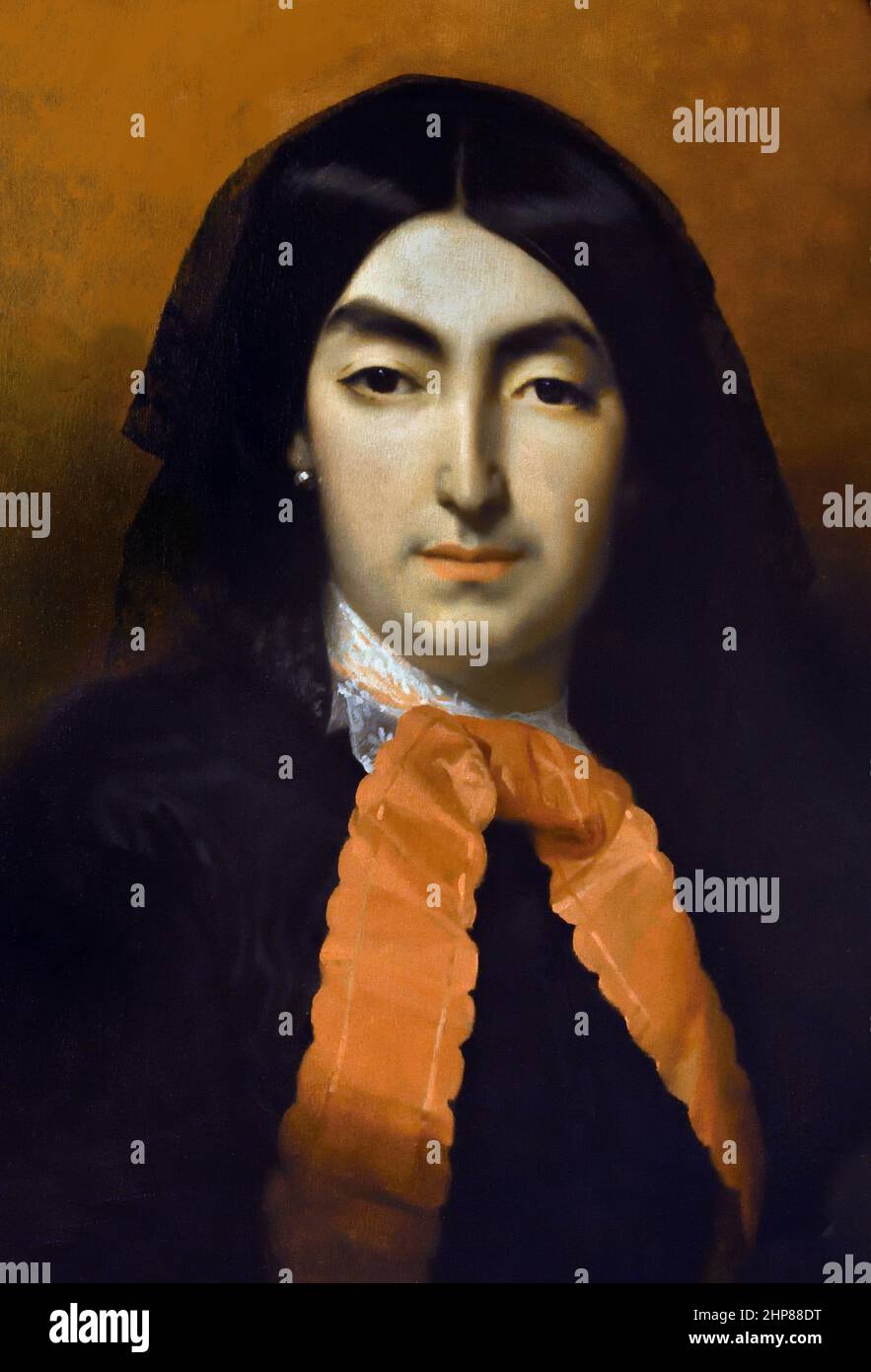 Amantine Lucile Aurore Dupin 1804 – 1876, mieux connue par son nom de plume George Sand était romancière, memoiriste et journaliste français,[3] l'un des écrivains les plus populaires d'Europe dans sa vie, ( révolution de juillet Reign français de Louis Philippe 1830-1848 ) Banque D'Images