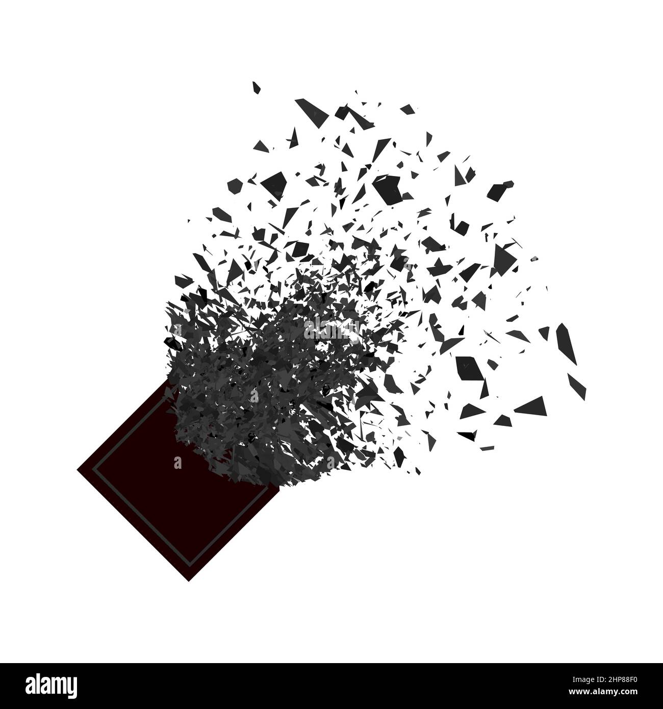 Nuage d'explosion de pièces noires sur fond blanc.Des particules acérées vole dans l'air de façon aléatoire.Grande rafale.Eclater carré. Illustration de Vecteur Nuage d'explosion de pièces noires sur fond blanc.Des particules acérées vole dans l'air de façon aléatoire.Grande rafale.Eclater carré. Illustration de Vecteur