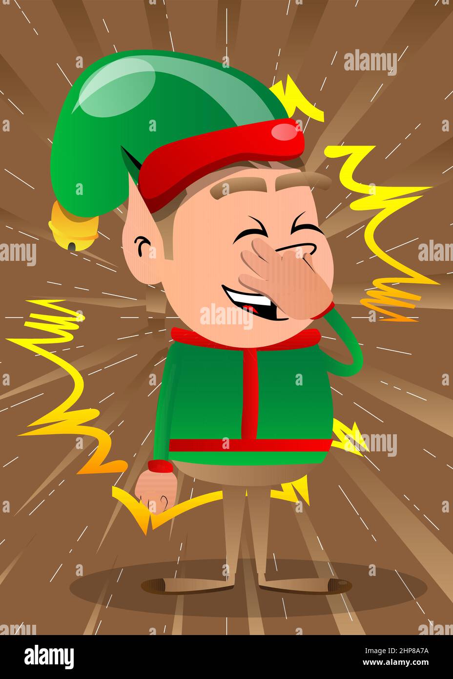 Elf de Noël tenant son nez à cause d'une mauvaise odeur Illustration de Vecteur