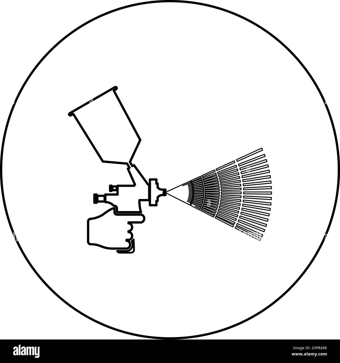 Outil de peinture en main icône en cercle rond noir couleur vecteur illustration image contour ligne fine style Illustration de Vecteur