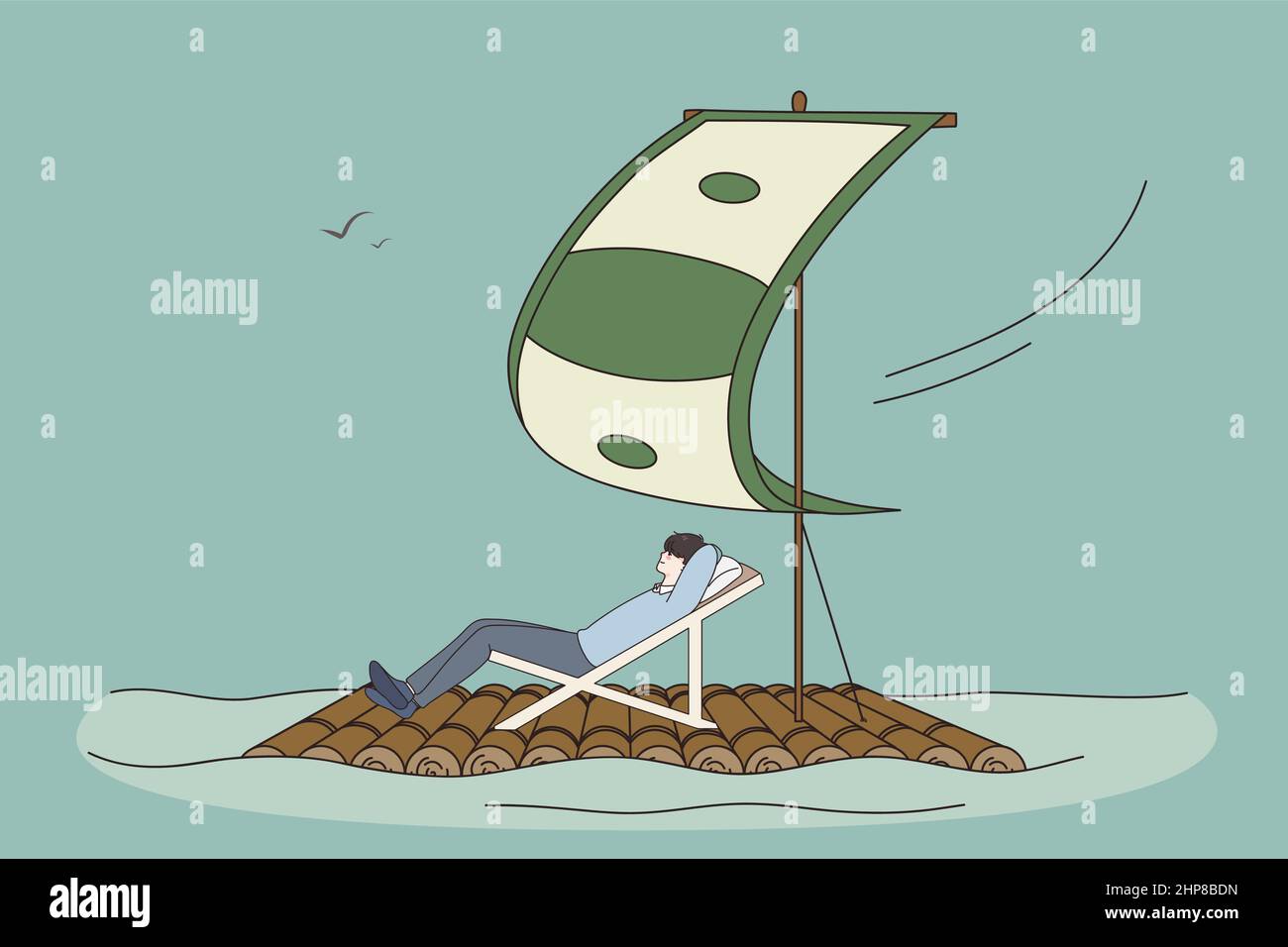 Les hommes d'affaires prospères se détendent avec un revenu passif Illustration de Vecteur