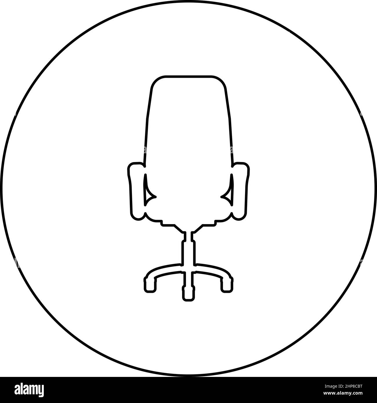 Fauteuil de bureau icône fauteuil inclinable en cercle rond noir couleur vecteur illustration image contour ligne fine style Illustration de Vecteur