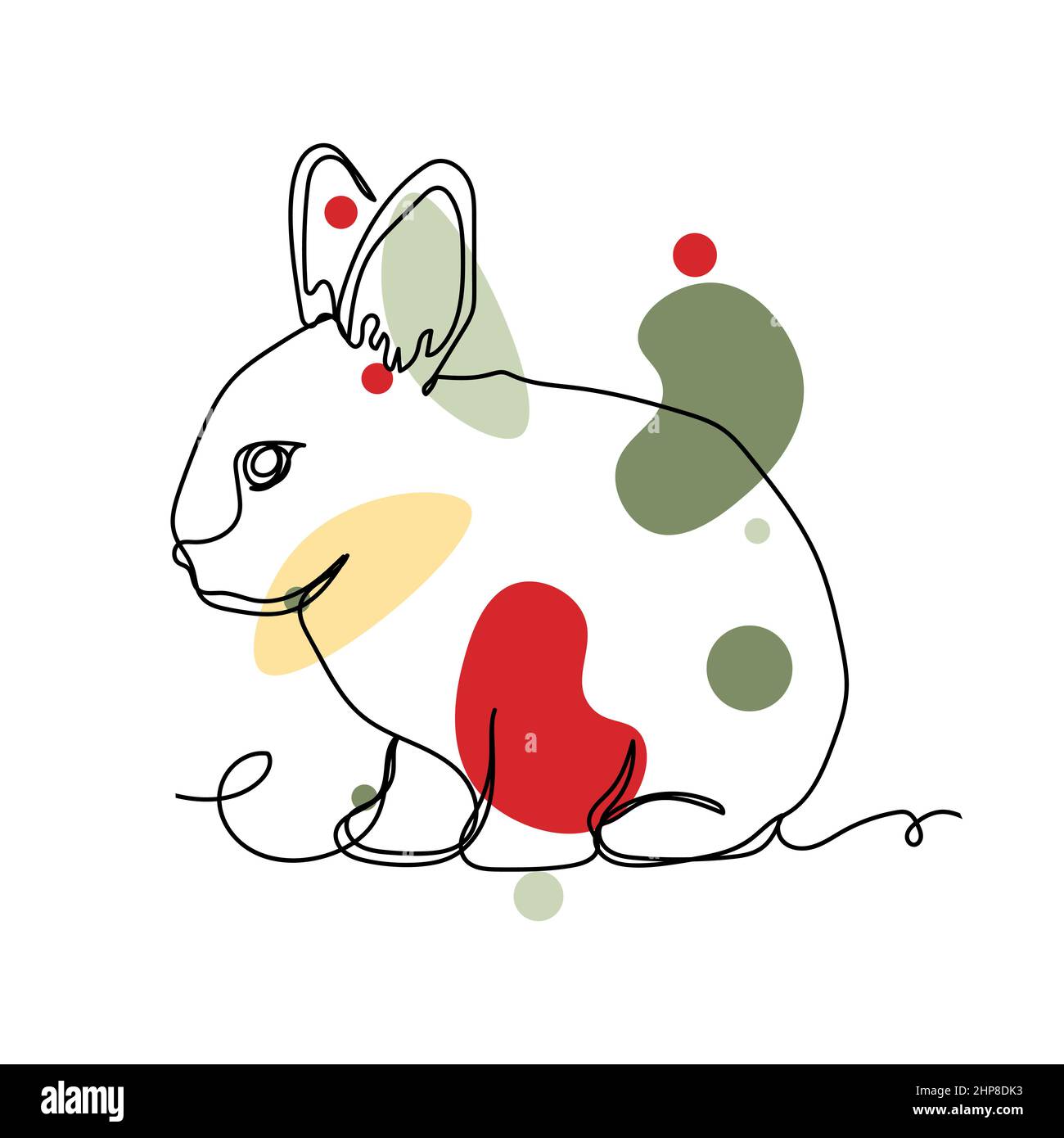 Vecteur abstrait continu une seule ligne simple dessin icône de lapin pâques dans l'esquisse de silhouette. Idéal pour les cartes de vœux Illustration de Vecteur