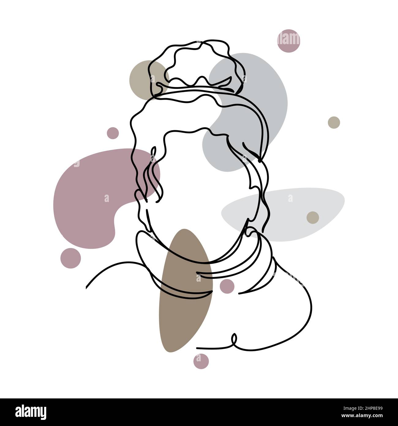 Vecteur abstrait continu une seule ligne simple dessin icône de belle femme abstraite face dans l'esquisse de silhouette. Idéal pour les cartes de vœux Illustration de Vecteur