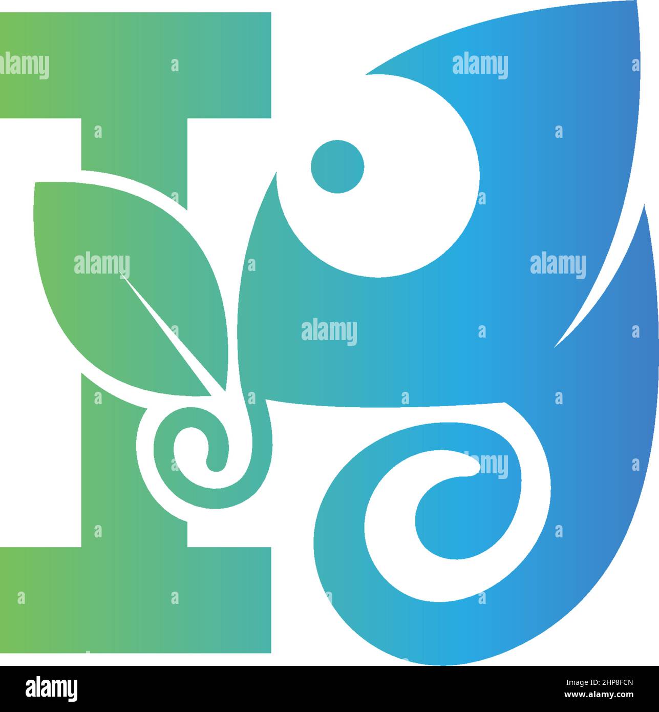 Lettre I icône avec modèle de logo caméléon Illustration de Vecteur