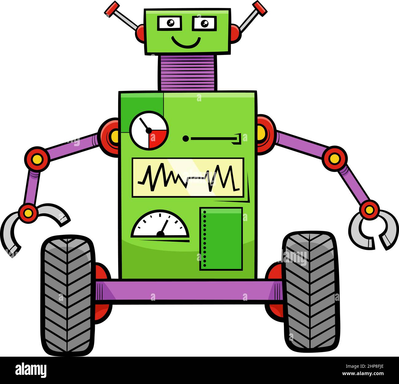 dessin animé drôle robot fantaisie personnage Illustration de Vecteur