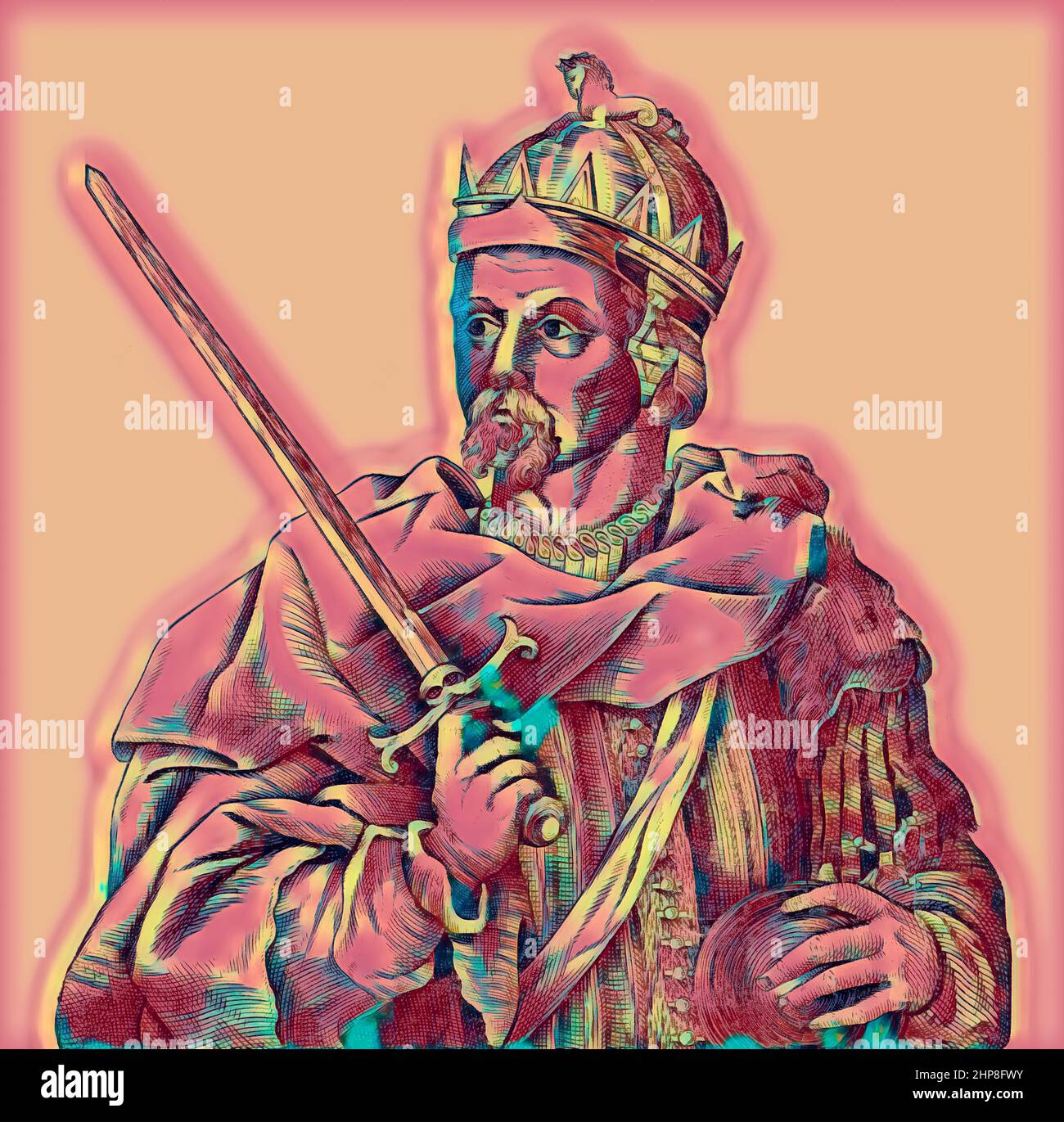 Henry II ou comme Henry Curtmantle, 1133 – 1189, roi d'Angleterre de 1154 jusqu'à sa mort en 1189 Banque D'Images