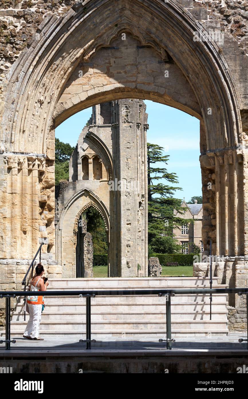 Glastonbury Abbey Ruins Banque D'Images
