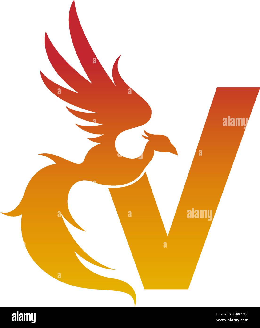 Icône lettre V avec modèle de logo phoenix Illustration de Vecteur