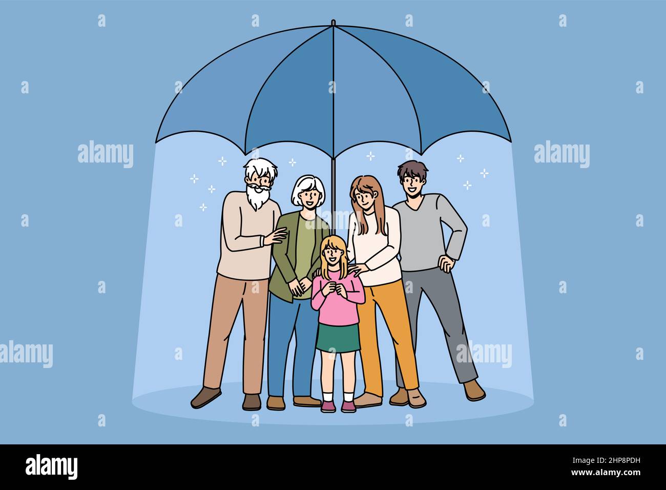 Concept de protection de la famille et des soins. Illustration de Vecteur