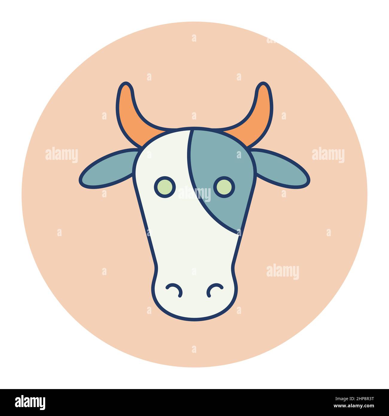 Icône plate vecteur vache. Signe de tête d'animal Illustration de Vecteur