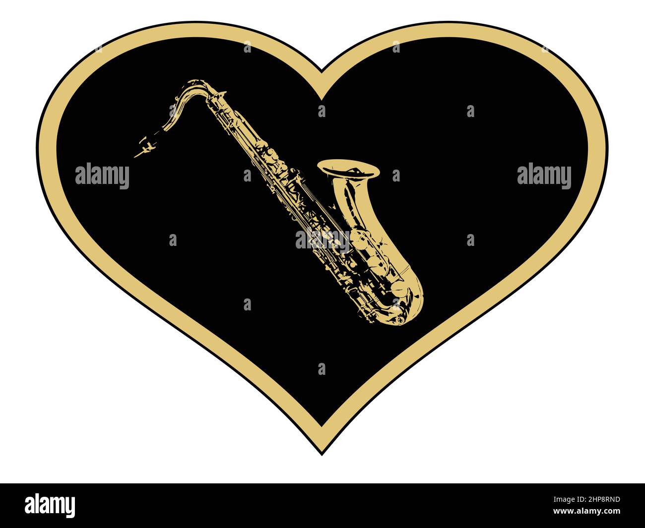 Amour coeur saxophone Illustration de Vecteur