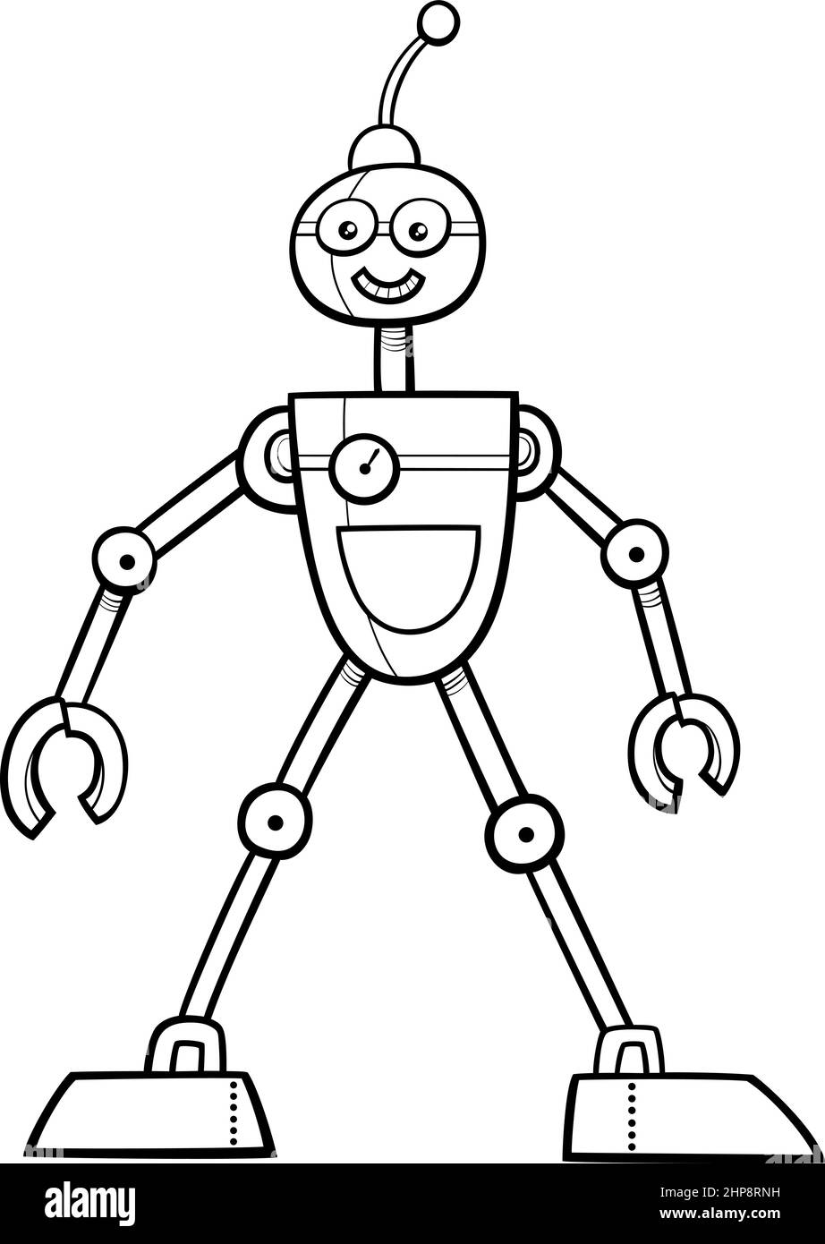 page de livre de coloriage de personnage de fantaisie de robot de dessin animé Illustration de Vecteur