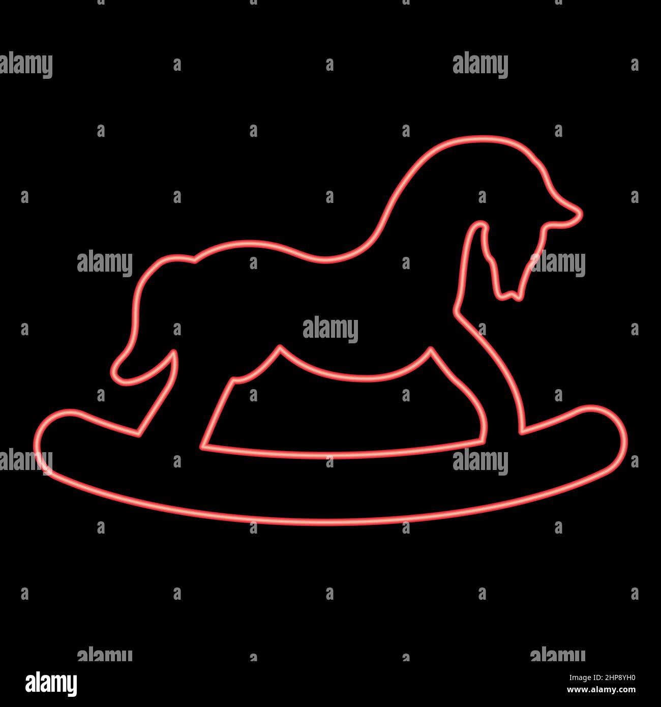 Neon jouet cheval rouge couleur vecteur illustration style plat Illustration de Vecteur