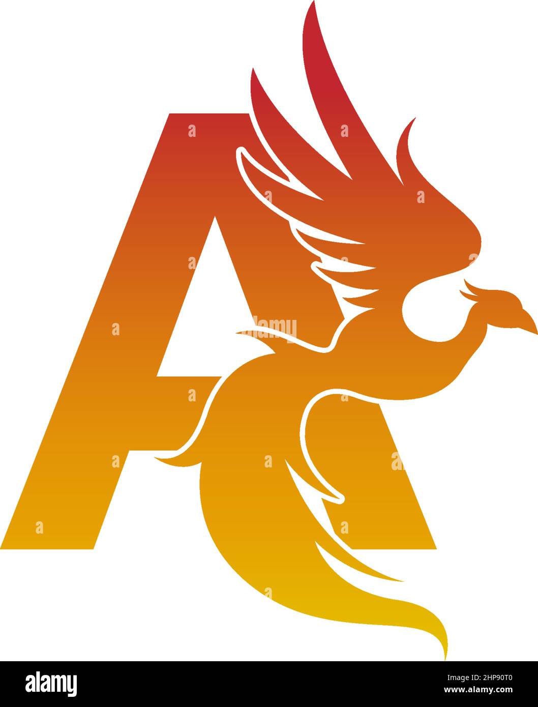 Lettre A icône avec modèle de logo phoenix Illustration de Vecteur