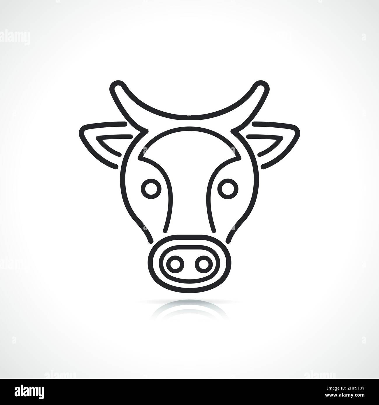 icône de ligne fine de tête de vache Illustration de Vecteur