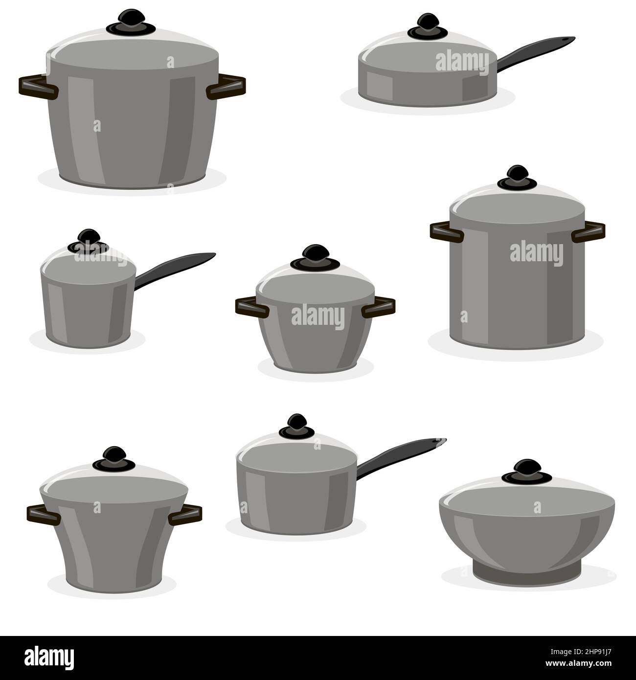 Ensemble d'ustensiles de cuisine.Poêle, poêle isolée sur fond blanc.Ustensiles de cuisine ou ustensiles de cuisine pour cuisiner des aliments Illustration de Vecteur