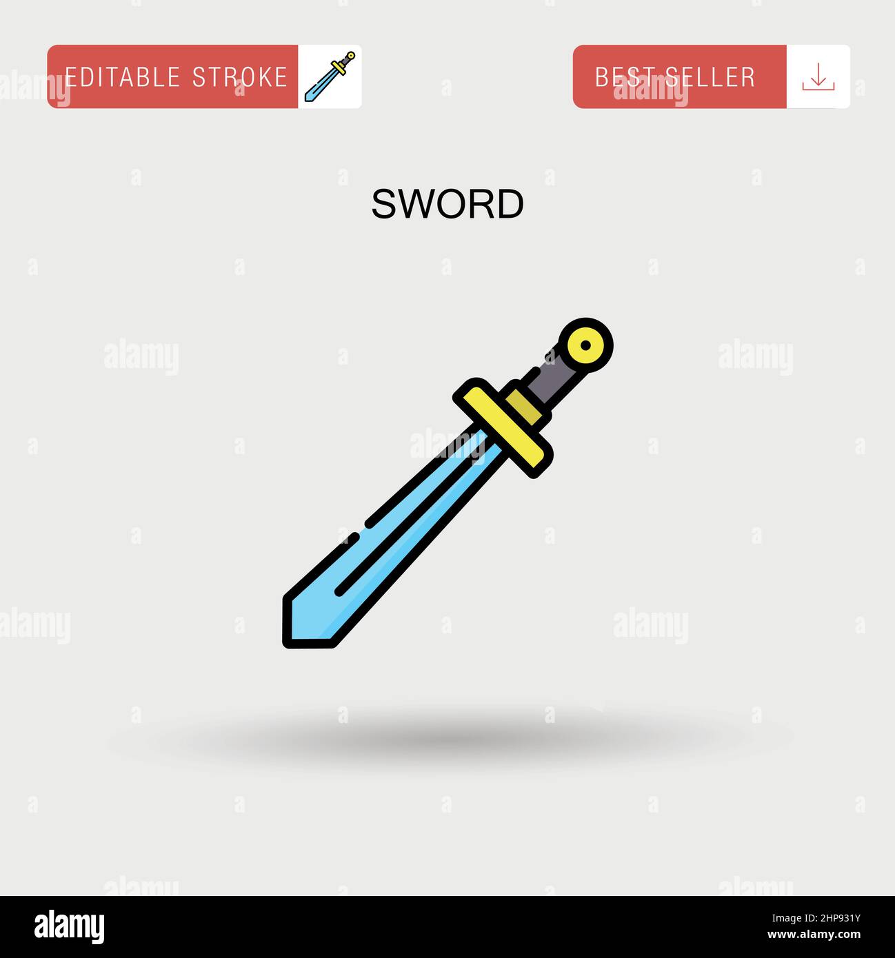 Icône de vecteur simple épée. Illustration de Vecteur
