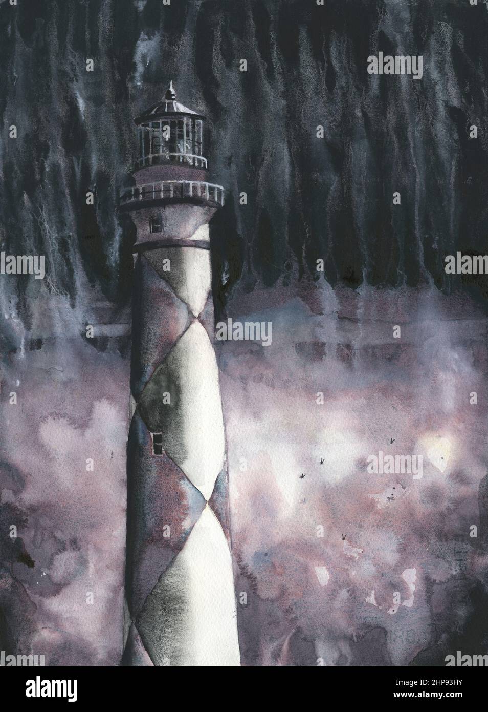 Phare de Cape Lookout dans les Outer Banks, Caroline du Nord. Œuvres d'art monochrome B&W phare de Cape Lookout OBX Banque D'Images