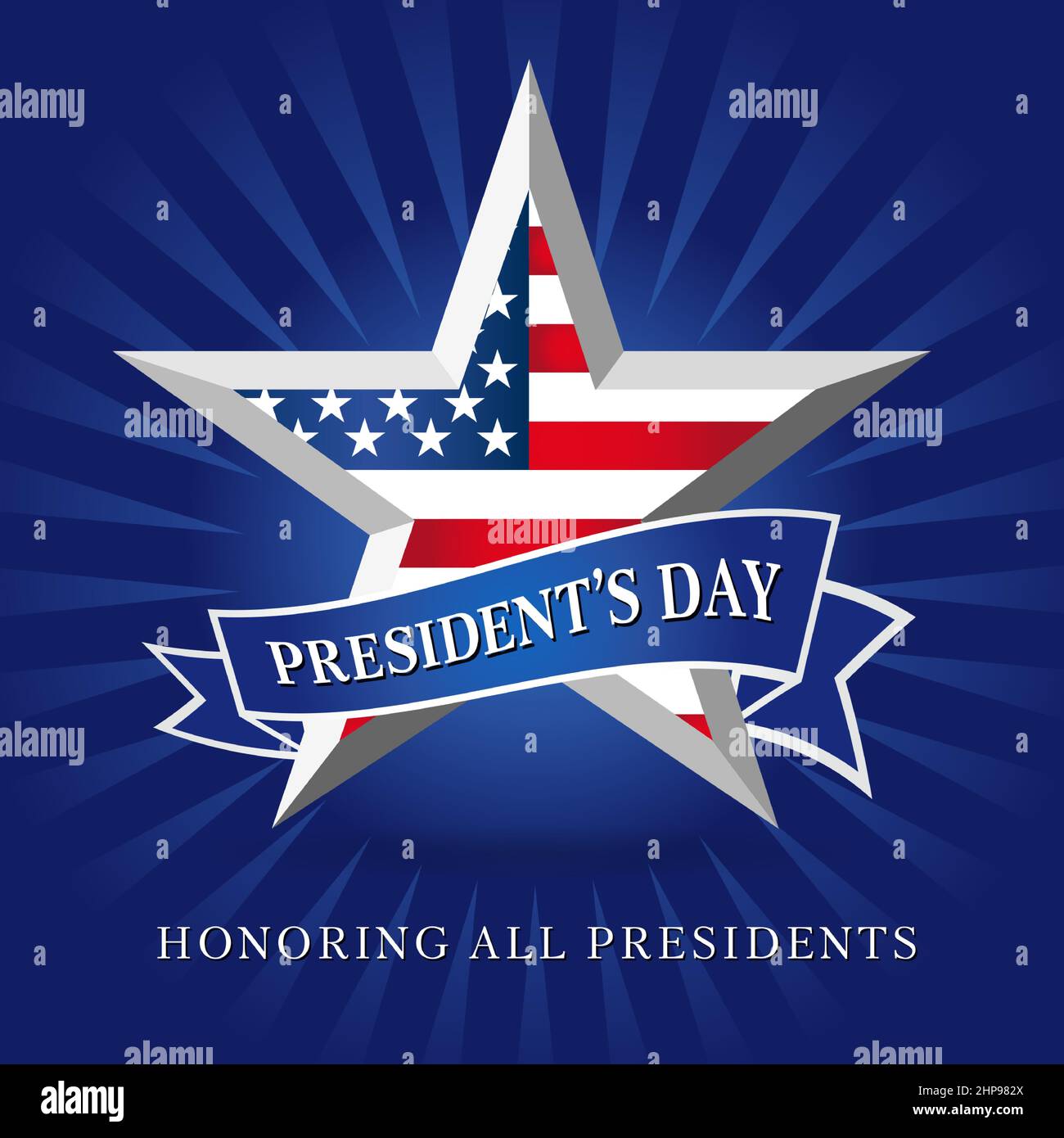 Presidents Day USA Facet star avec drapeau et ruban. Illustration vectorielle Illustration de Vecteur